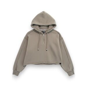 Fundamental Coast Cropped Hoodie Women S 1/4 Zip Gorpcore Athleisure Grunge